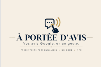 Identité visuelle À Portée d’Avis en bleu nuit et doré